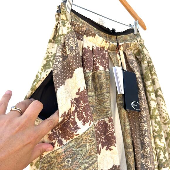 Vintage Roberto Cavalli Y2K Wool Patchwork Pleated Midi Skirt 40 Size 6 - Picture 16 of 16